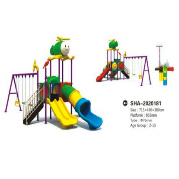 MYTS Outdoor Backyard 3 swing and 3 slide for kids 