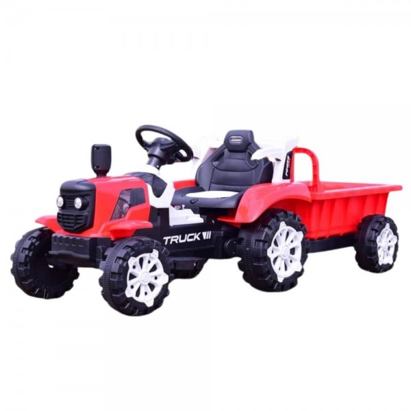 MYTS Bump N Dump 12V Battery-Powered Hydraulic Tractor Red