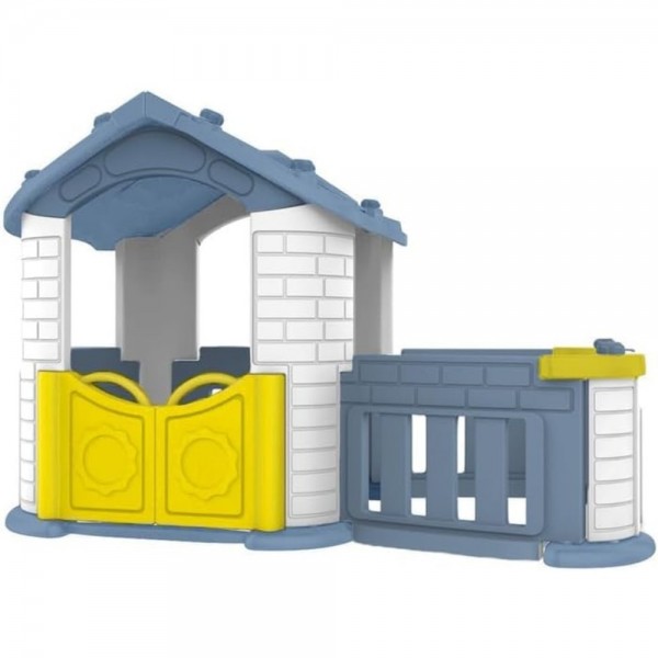MYTS Kids Plastic Playhouse with Fence Indoor & Outdoor Cottage Blue