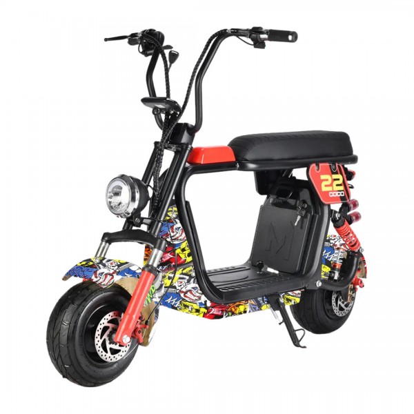 MYTS Fat Tire Harley Electro 48 V Electric Scooter Yellow Graffiti