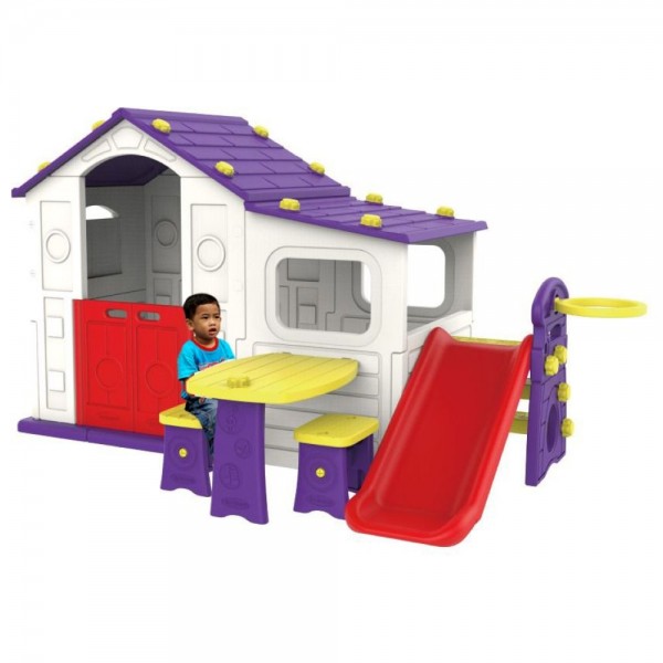 MYTS - Playhouse + Slide + Table & Chair + Basketball Purple