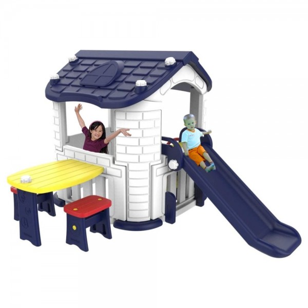 MYTS - 2-in-1 Playhouse W/ Play Slide +Table & Chair Blue