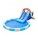 Myts Huge Inflatable PVC Water Double Slide With Pool And Jumping Castle (Air Machine Included)