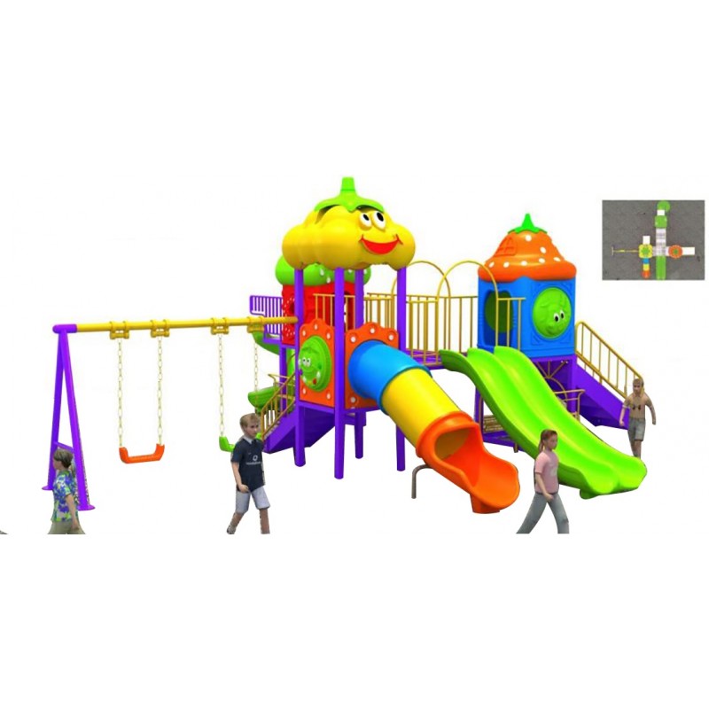 Myts Mega Fiesta playground kid swing and tubular slides