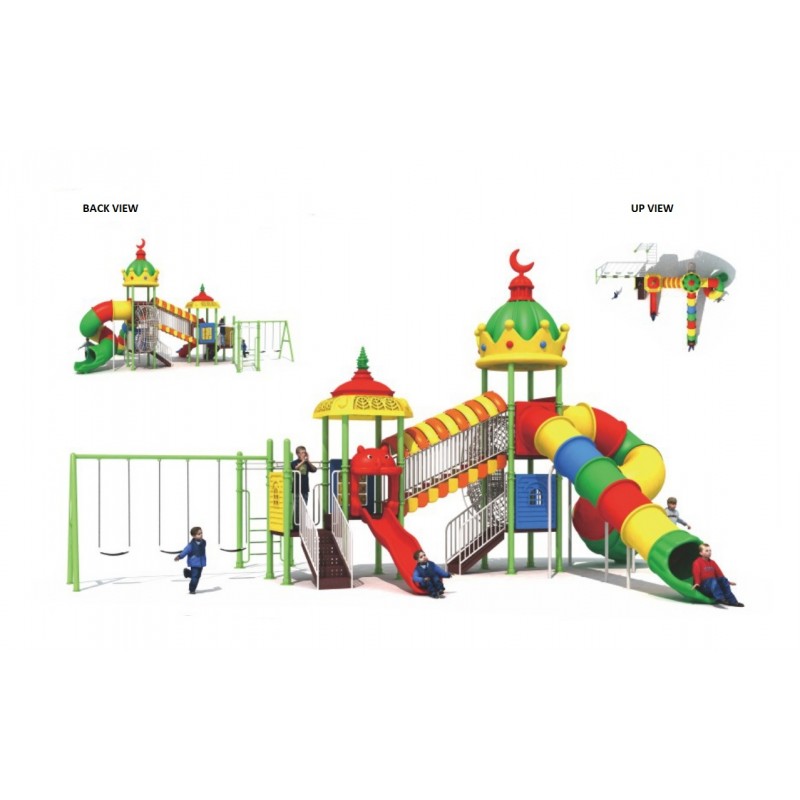 MYTS MOON ROOF TUBE & CURVED SLIDE AND 3 SWING WITH CRAWLING EXTENSION CLIMBER AND MONKEY BAR MUTI PLAYCENTRE FOR KIDS 