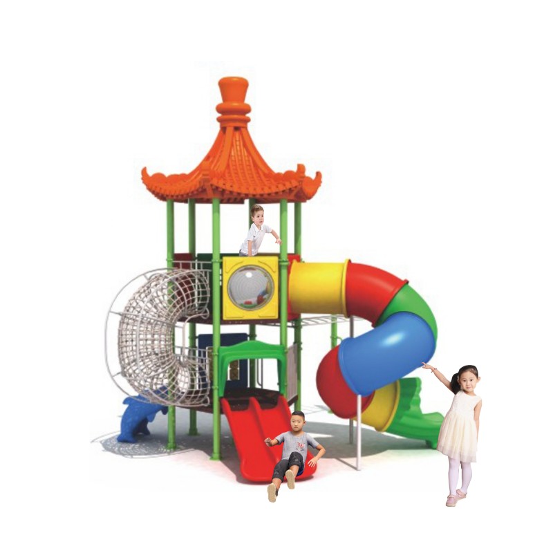 MYTS PINOKEE ROOF WITH CURVED TUBE SLIDE CLIMBING RILLS GAME & MONKEY BAR FOR KIDS